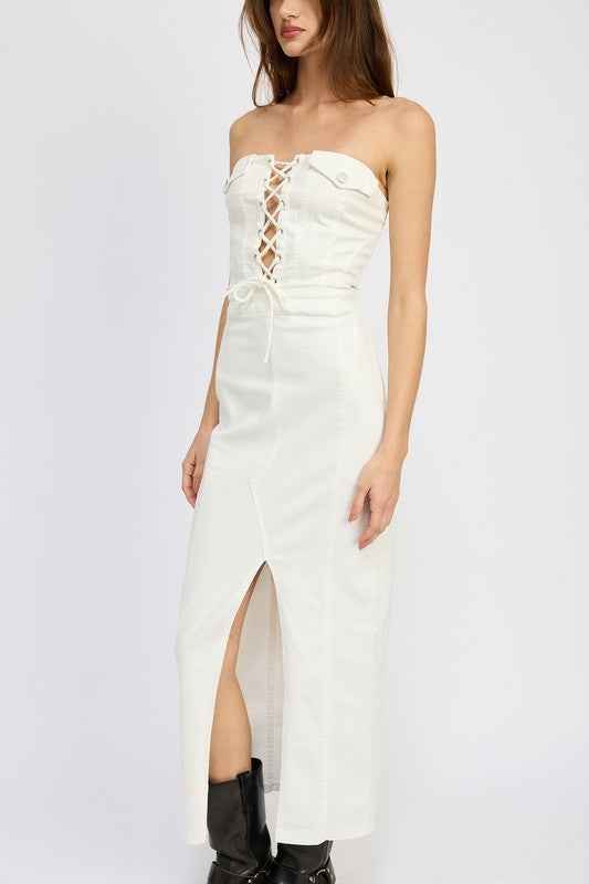 LACE UP CORSET DRESS WITH FRONT SLIT 21028844_16a28f7e-88f0-4dcc-9f5e-1483551092b8
