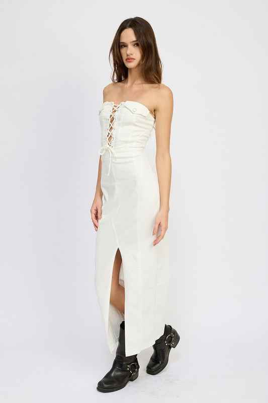 LACE UP CORSET DRESS WITH FRONT SLIT 21028844_597595d9-705a-45d4-8dc2-ba8dcbd57a20