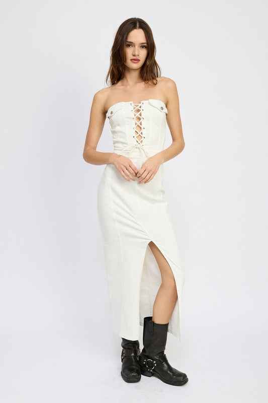 LACE UP CORSET DRESS WITH FRONT SLIT 21028844_8718d431-b0e5-4742-9fcb-69b08ba7bbe6