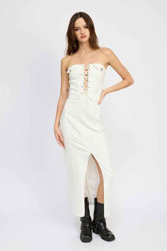 LACE UP CORSET DRESS WITH FRONT SLIT 21028844_d70a2aa7-074d-4d4b-a972-818f4ded343a