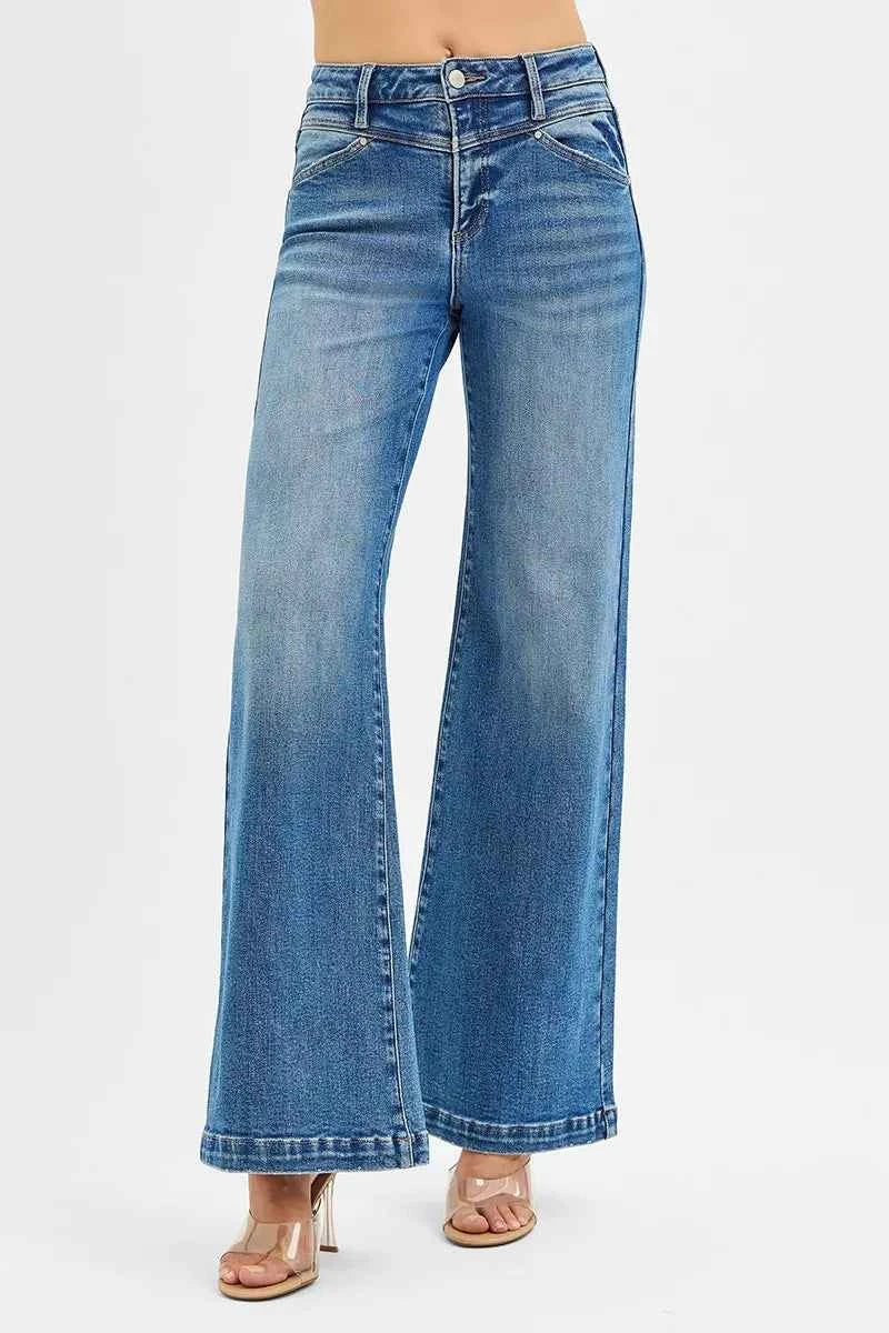 RISEN High Rise Wide Leg Jenas with Front Yoke and Heart Back Pocket MEDIUM 2102b07e3f0042f39d30b2fd764456d7-Max-Origin