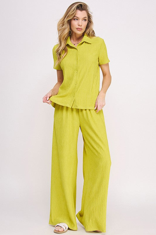 Textured short slv button down/wide leg pants set 21040510_7ba13310-675c-4e1c-b7e6-cf4ccf3cae5e