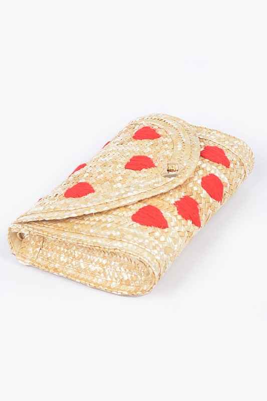 Heart Pattern Straw Convertible Clutch Bag 21042257_35c07272-3ea9-4802-8ab4-46bdcee2397b