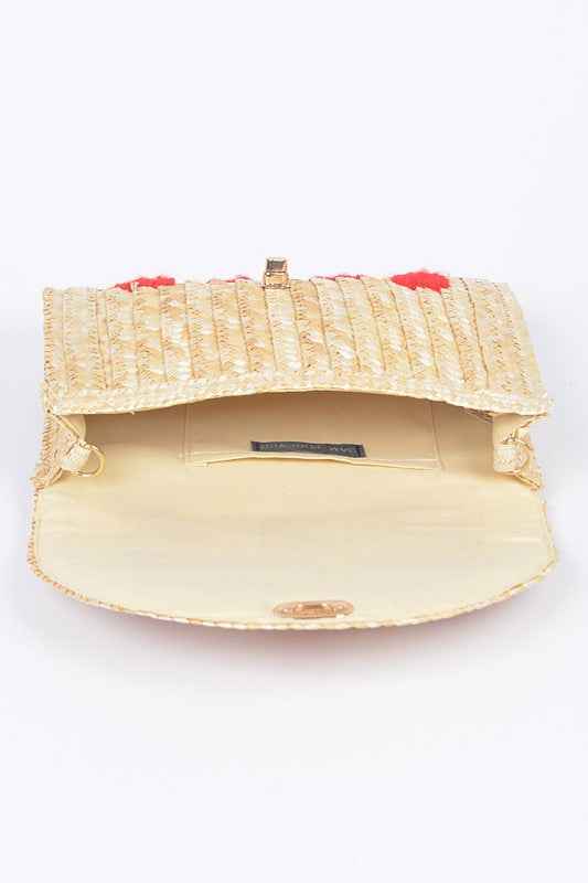 Heart Pattern Straw Convertible Clutch Bag 21042257_d90598ff-9bba-43ef-a777-cba8388374d6