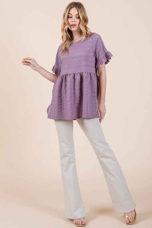 Textured Ruffle Sleeve Tunic 21065532_24755df4-bb34-46a4-a64b-dbcda2aa628d
