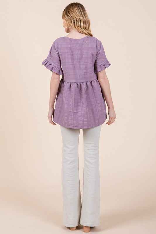 Textured Ruffle Sleeve Tunic 21065532_3bd9be83-2f7a-4384-8c21-aa6c6342336e