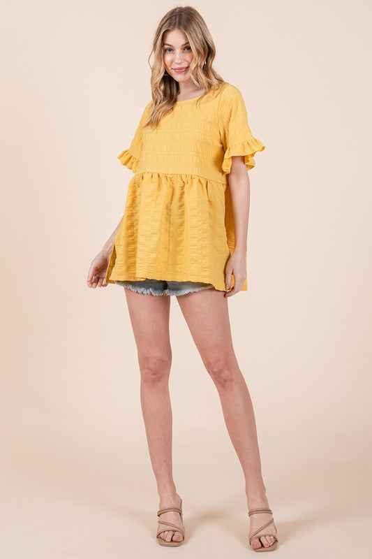 Textured Ruffle Sleeve Tunic 21065532_936dc379-6e45-48a7-b982-25bf89e8b61c