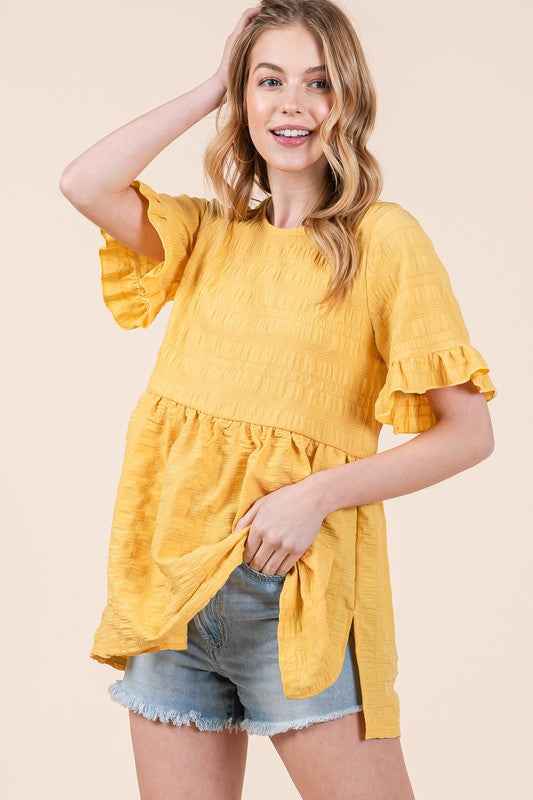 Textured Ruffle Sleeve Tunic 21065532_9f6f83de-c9eb-4440-b824-3e9ce742ec32