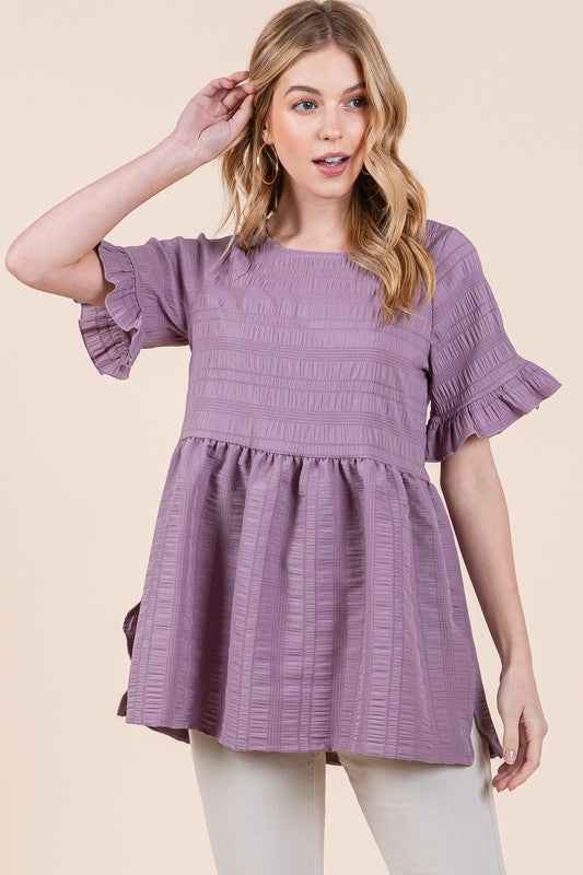 Textured Ruffle Sleeve Tunic 21065532_a6375480-bbc0-4443-a951-8737e2fd7a03
