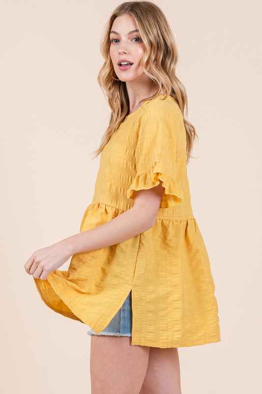 Textured Ruffle Sleeve Tunic 21065532_bb250ddf-5a13-43f0-ba0b-a2db3fbd1677