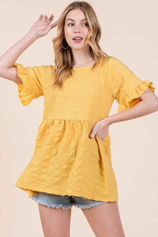 Textured Ruffle Sleeve Tunic 21065532_e3f62edb-8324-4904-8452-1cf0d57ce234
