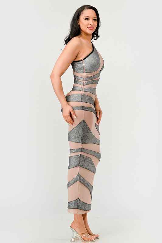 Metallic Bandage Mesh Insert Dress 21085873_11722760-2a86-47b8-bb86-1cdd0bb61519