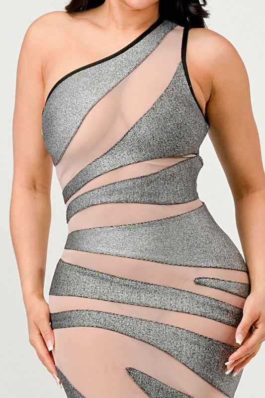 Metallic Bandage Mesh Insert Dress 21085873_98e13f40-4b95-4fd8-a01a-d95ce90a7105