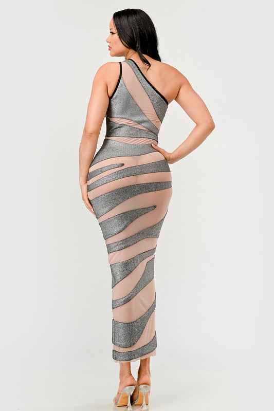 Metallic Bandage Mesh Insert Dress 21085873_a8465a3a-f06d-4518-9d5b-4b4da0a43c89