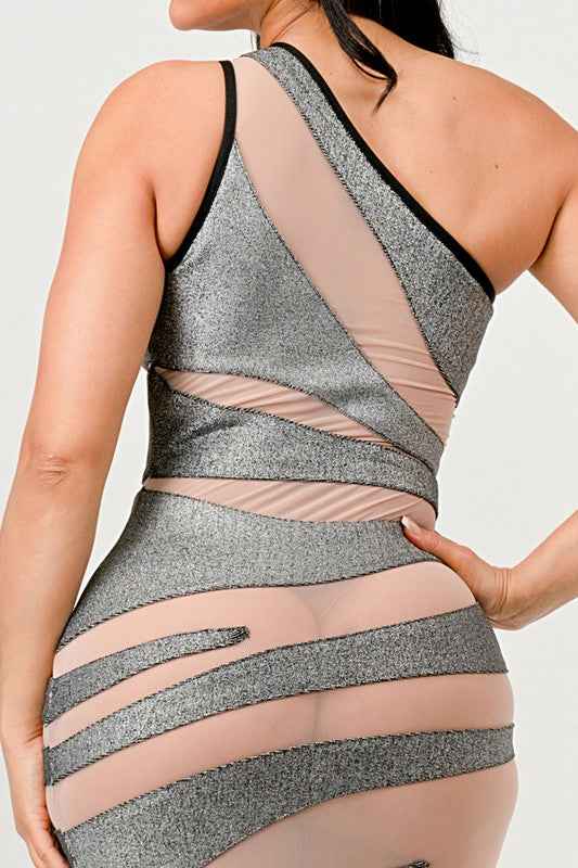 Metallic Bandage Mesh Insert Dress 21085873_b1f652f2-18db-4b99-a8b9-4233cada17a9