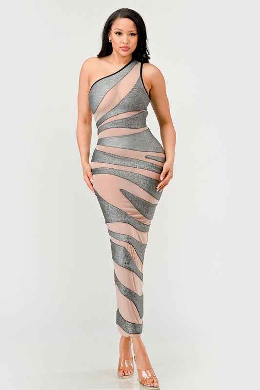 Metallic Bandage Mesh Insert Dress 21085873_c5af20f3-6b92-4541-9054-754fa0958e96
