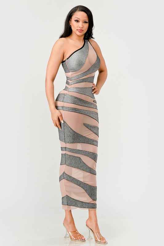 Metallic Bandage Mesh Insert Dress 21085873_d6188e3f-a238-4c20-9d3b-261b45e339f6
