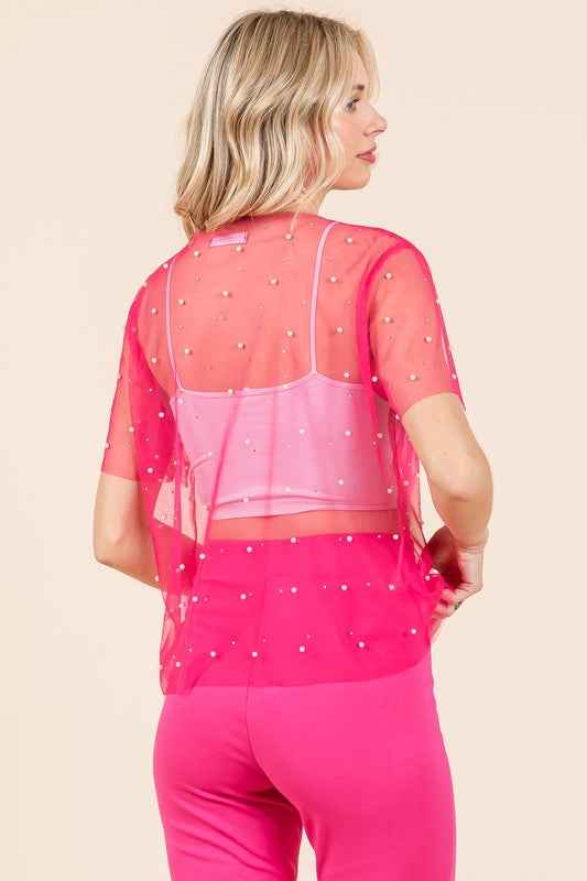 Plus Rhinestone & Pearl Mesh Top 21093309_56a90e2f-fc6e-4e42-9217-382ca5378ea8