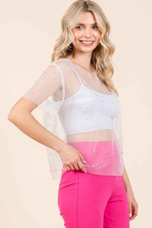 Plus Rhinestone & Pearl Mesh Top 21093309_da838830-db0c-4ee0-b21d-7c10dfbb97cd