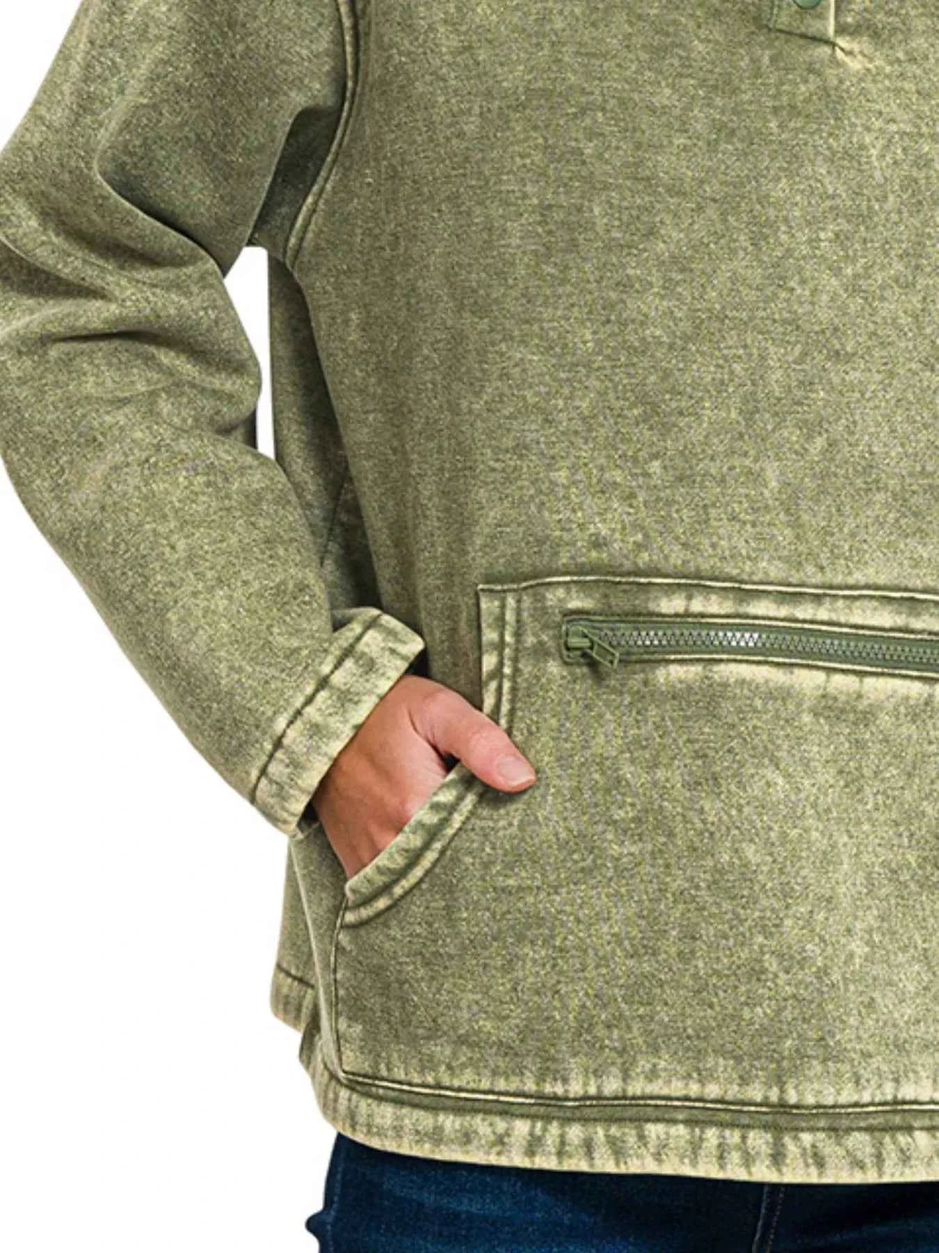 Zenana Fleece Washed High Neck Kangaroo Pocket Sweatshirt 210b4544-4368-48b3-af06-56d36685beb2-Max-Origin