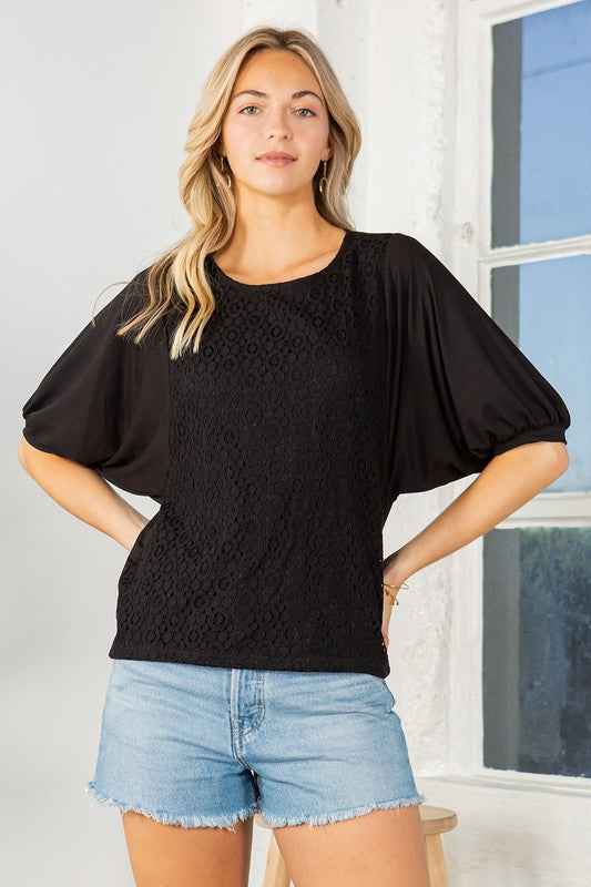 Lace Overlay Puff Sleeve Top BLACK 21185415_c7bc42f8-0321-4408-a77b-d4dfd26372ea