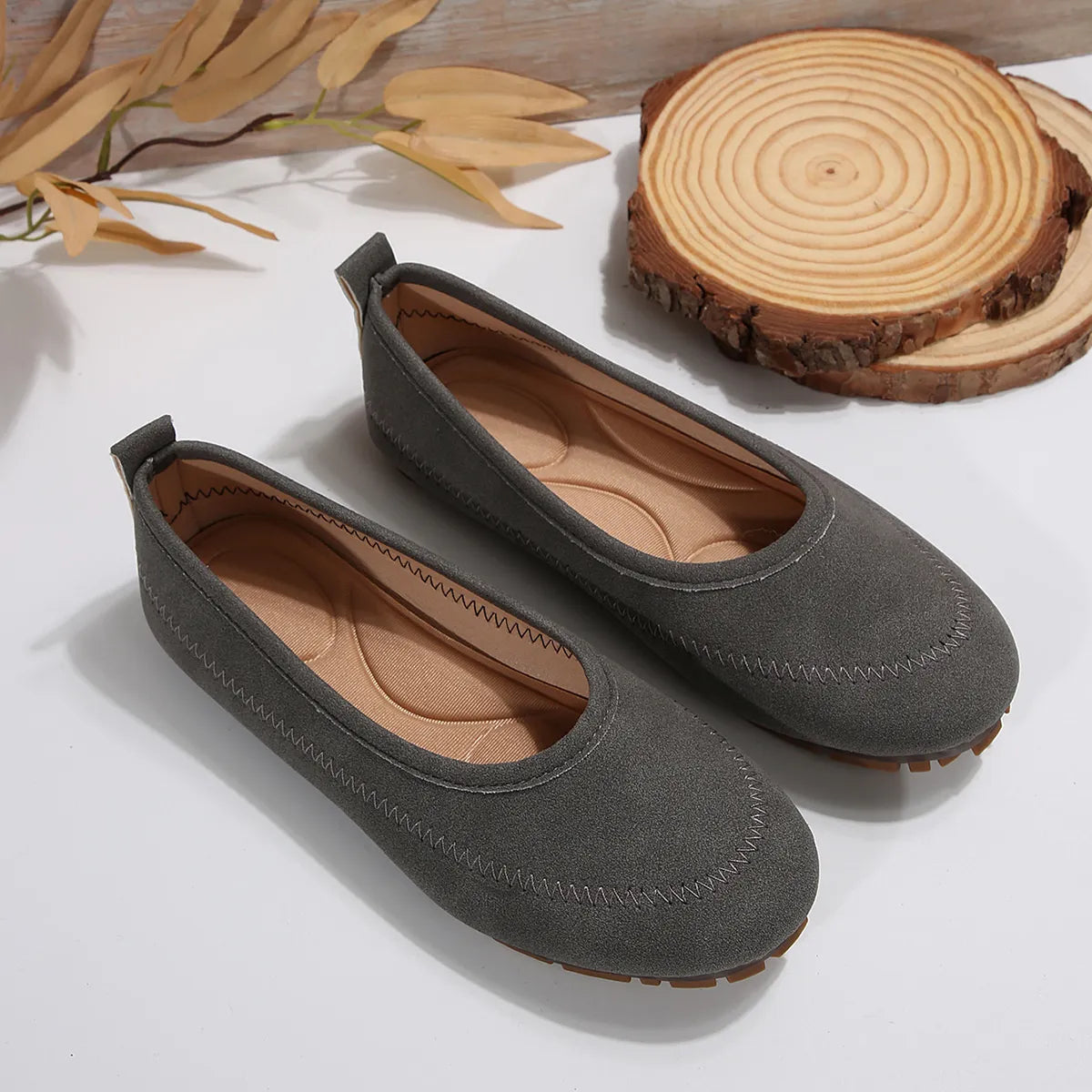 Round Toe Flat Slip-Ons Gray 211eebbf7d58469cb6c56d5c7ed8d622-Max-Origin
