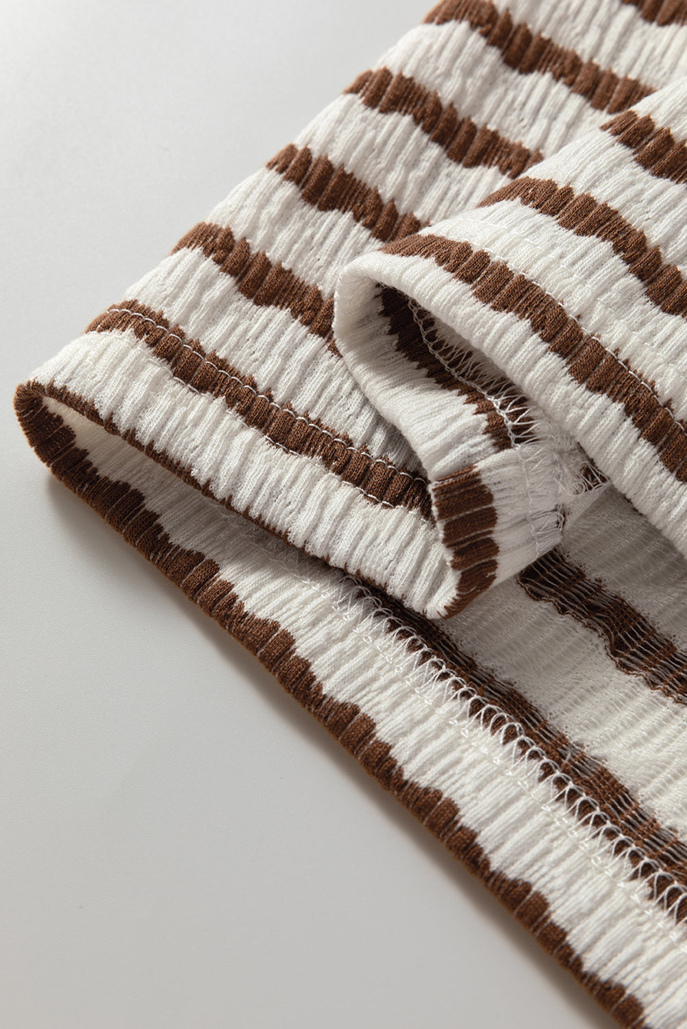 Khaki Stripe Textured Hooded Long Sleeve Top 211f4d82191dd257