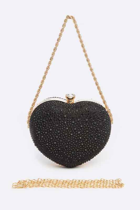 Rhinestone Pave Heart Shape Convertible Clutch Black O S 21215542_577bbc0d-ac3d-4957-b6a1-76c2c9494004