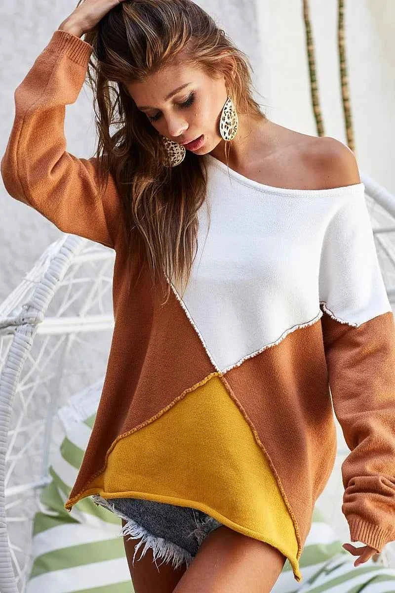 BiBi Color Block Geometric Sweater 212ca5753e214306912404a0e65992b7-Max-Origin