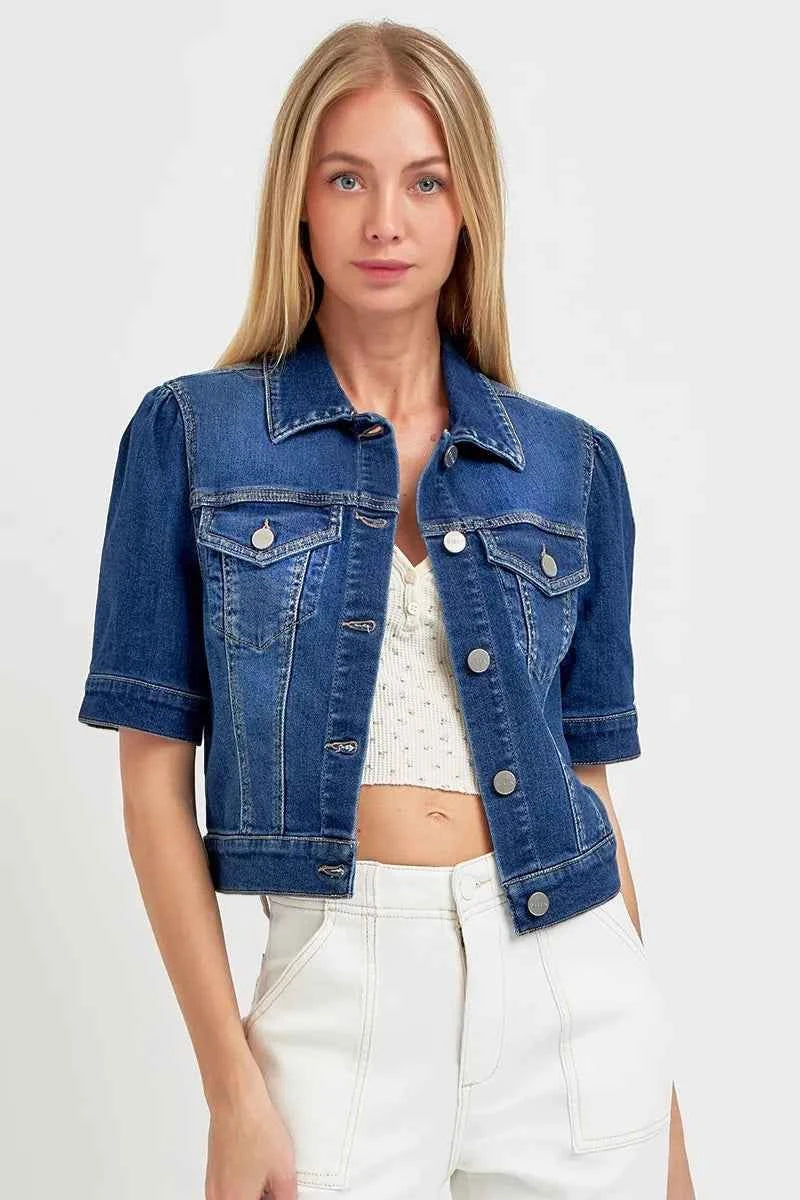 RISEN Puffed Short Sleeve Crop Denim Jackets 2131e4c93a904046be58d47384f09207-Max-Origin