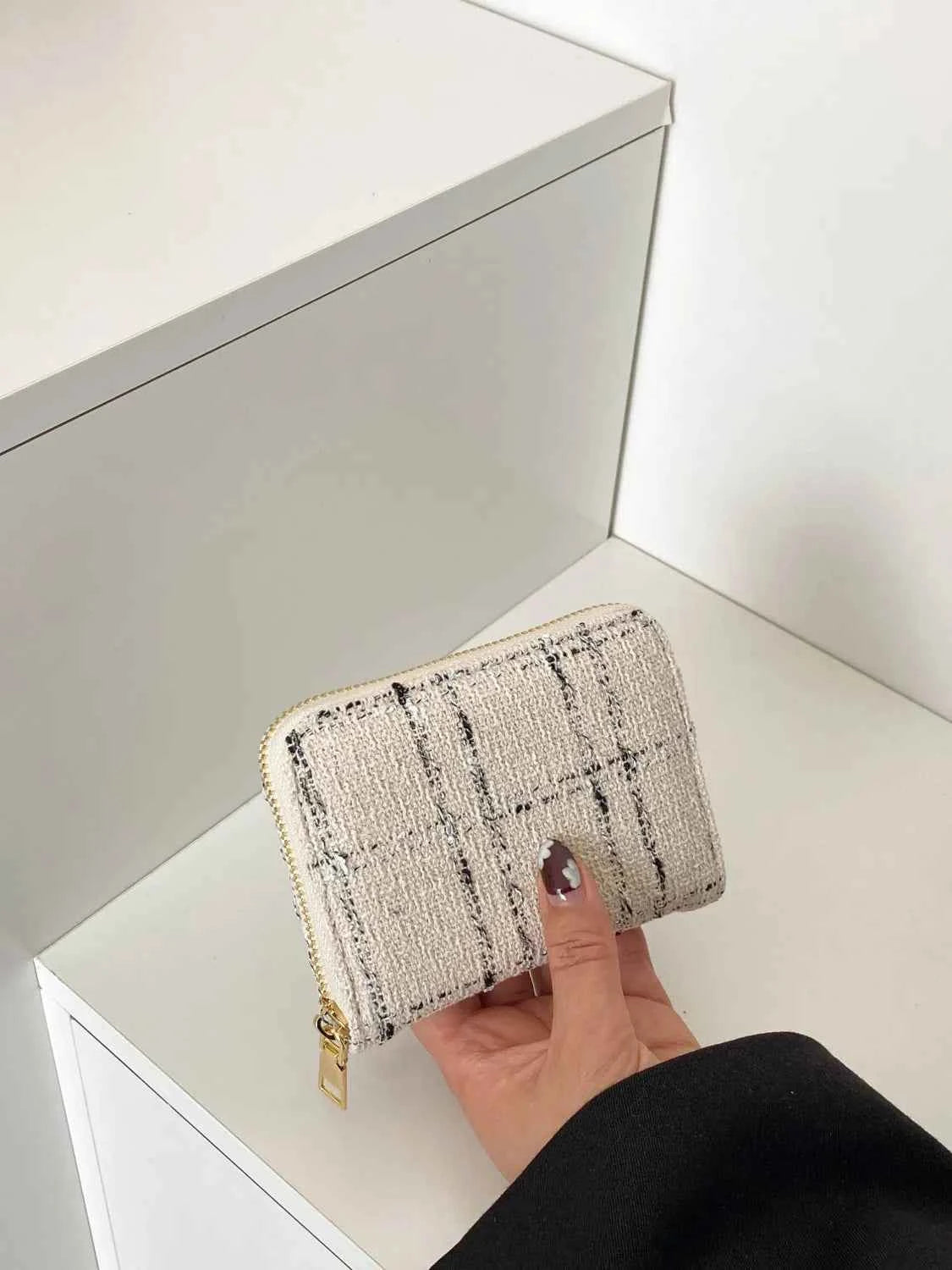 Plaid Polyester Card Case Beige One Size 21354d17-a40a-452e-b4c1-3d091bd741b8-Max-Origin