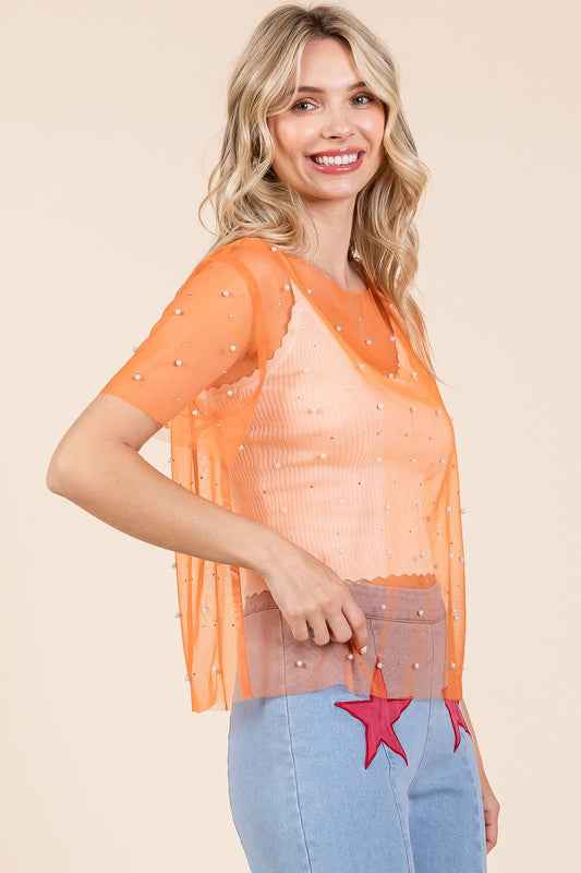 Plus Rhinestone & Pearl Mesh Top 21421662_68e197f2-4cf2-483f-b34c-f41ddd1bb62b