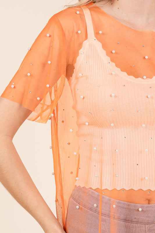 Plus Rhinestone & Pearl Mesh Top 21421662_80e5c809-042a-4b46-9d04-c7805259b186