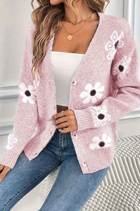 Floral Pattern Cardigan Pink 21430786_a2f48d67-17eb-4116-87b4-a759d000f160