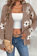 Floral Pattern Cardigan Brown 21430786_e116947b-3d4d-40d3-9a63-35ec12a37ef4