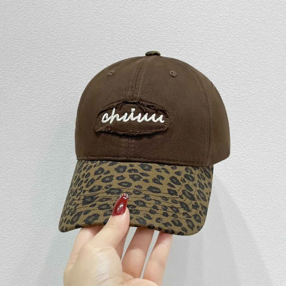 Leopard Print Baseball Cap with Embroidered Letter Brown One Size 214648c5-a04c-448f-b259-06223a64e747-Max-Origin