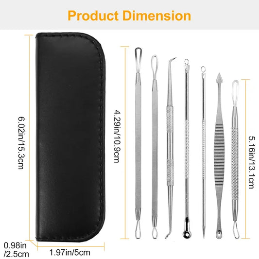 7 Pcs Blackhead Remover Kit Stainless Steel Pimple Comedone Acne Extractor Needle Tools 214816da-5da9-4722-a2d4-d88e25f774c0