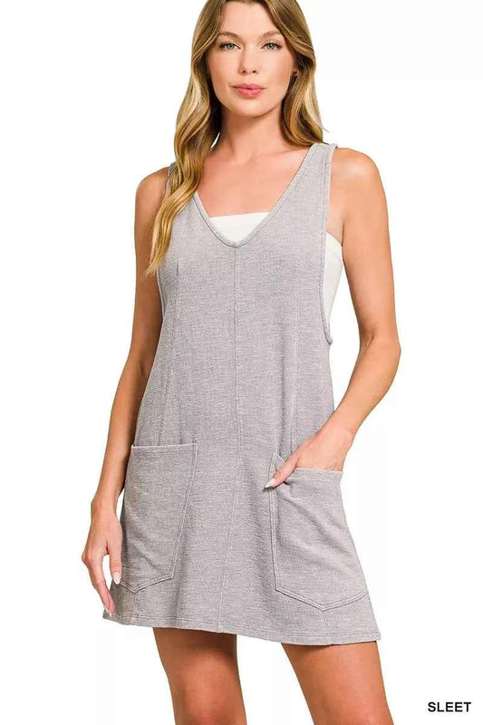 Zenana Washed Slub Adjustable Strap Overall Dress SLEET 214ba9ed5e5e4558a186bfeb568f908e-Max-Origin