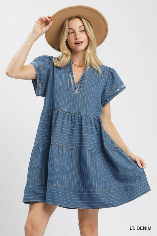 Chambray Tiered Babydoll Dress LT. DENIM 214c1bc9-2ca0-4311-82bb-d86e572d8fde-Max-Origin