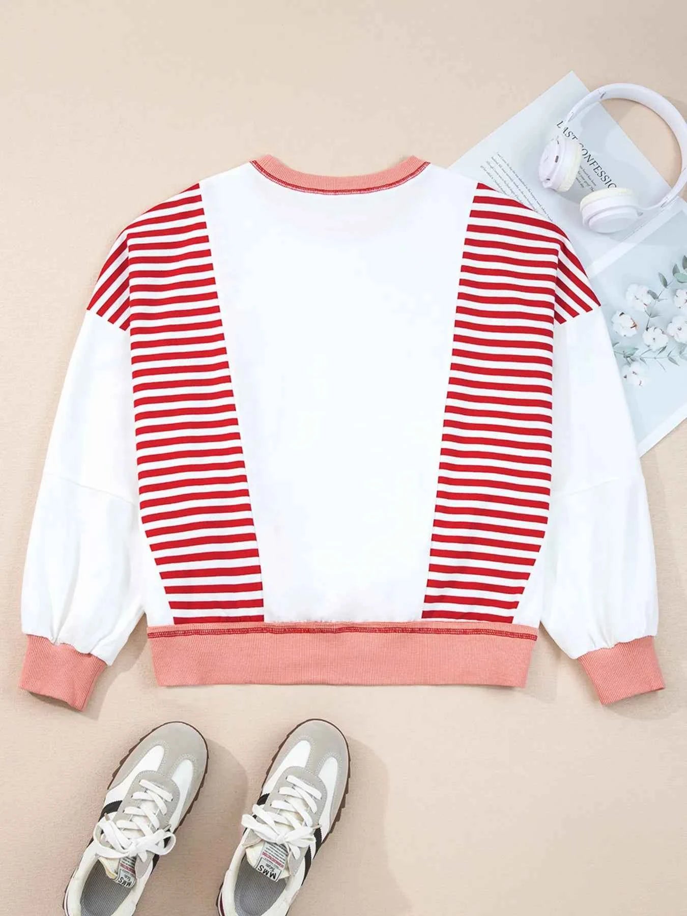 Stripe Color Block Contrast Stitching Oversize Sweatshirt 214db50dadc840ab9ac979e938ddebab-Max-Origin