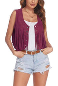 Cropped fringe vest MAGENTA 21513174_21217013-6285-483d-bc83-bfe2af2e44bd