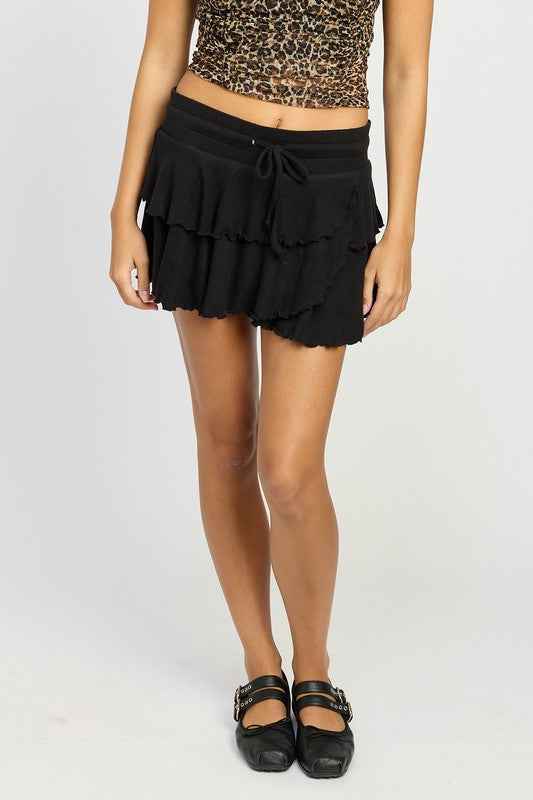 TIERED RUFFLE MINI SKORT BLACK 21525409_4d8b652e-eab7-4ad6-8805-ff4e6645c795