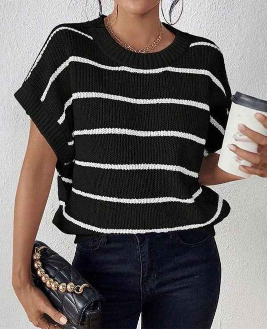Striped sleeveless sweater Black 21570194_45a1e098-3816-47ae-a802-7927f005082c