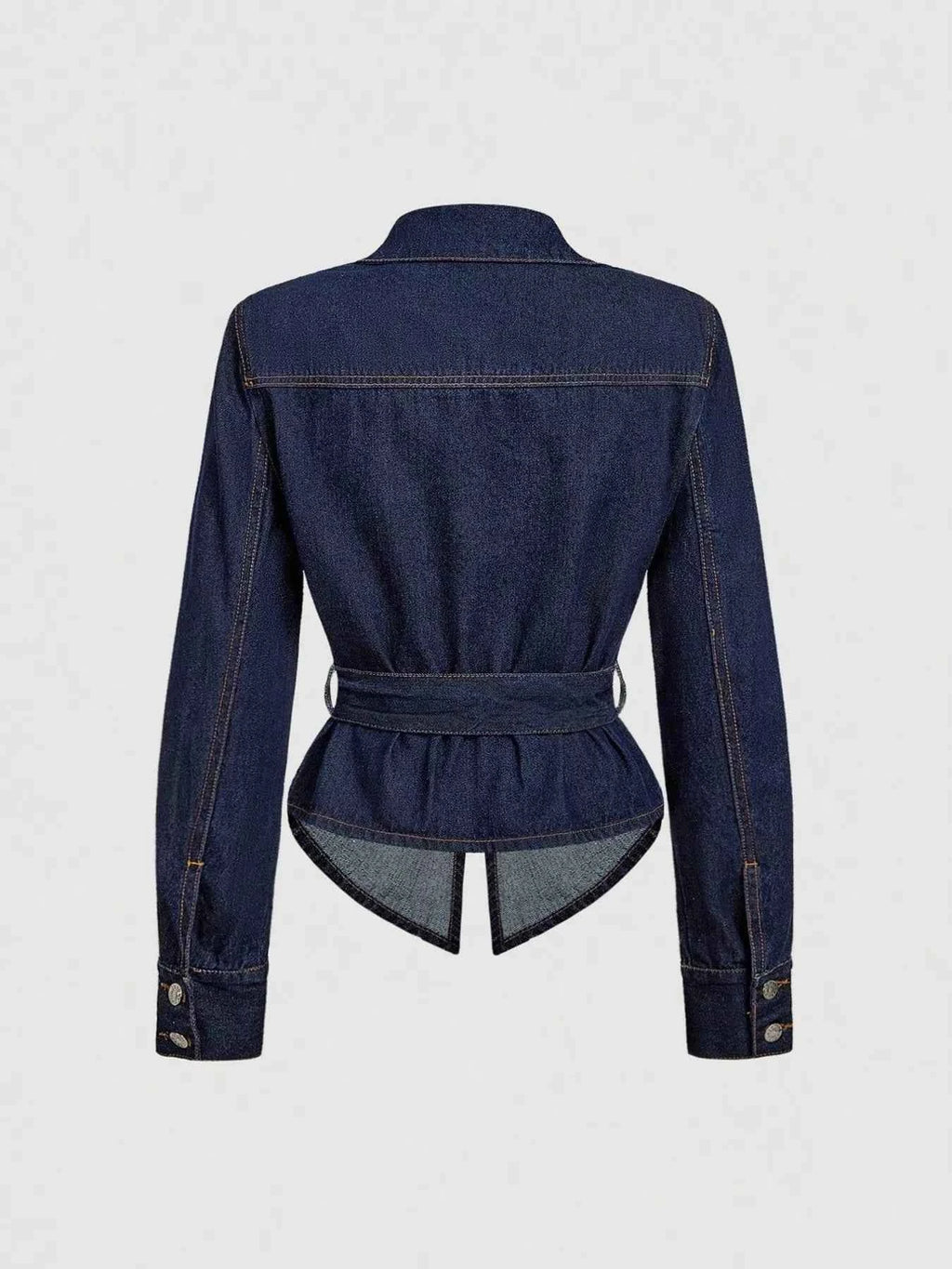 Tie Waist Long Sleeve Denim Jacket 2168ba1ec9ad4819b5a2f7b0e8cb3a61-Max-Origin