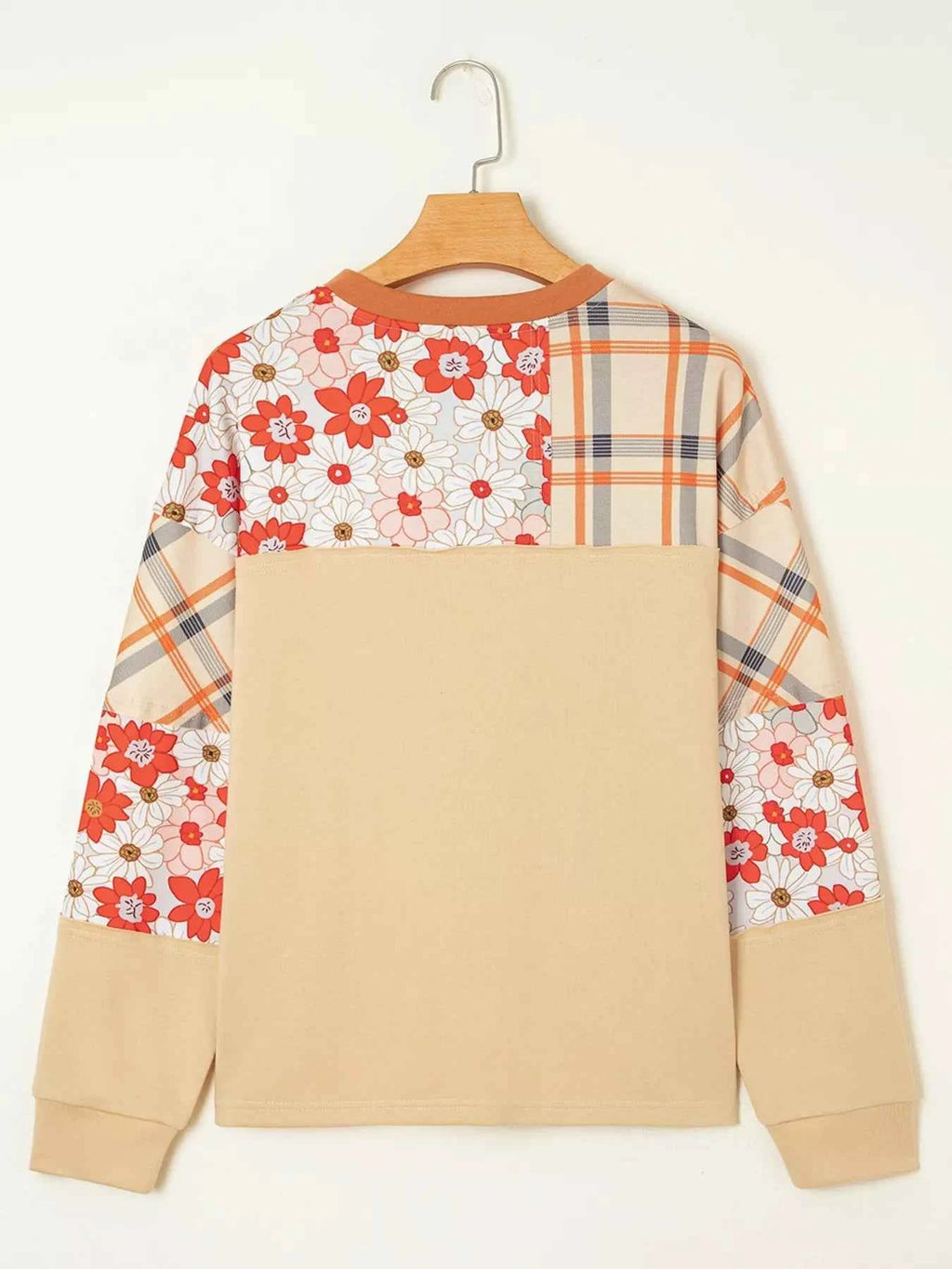 Floral Plaid Patchwork Casual Top 216cf3dc2ce04c178abe9d301d511f9f-Max-Origin