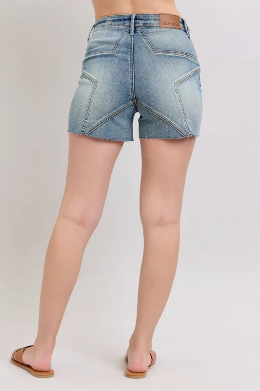 Full Size High Waist Star Seam Detail Denim Shorts Plus Size 216f36fbcb5d47cead15f0e9a1296892-Max-Origin