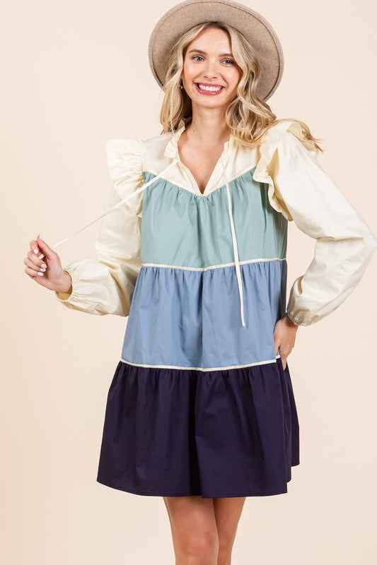 Tiered Color Block Mini Dress Sage Blue Navy 21715177_0eab28fe-5bfb-4927-b7e6-50c30f7783bd