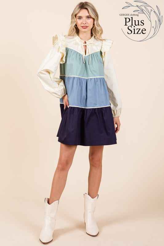 Plus Tiered Color Block Mini Dress 21715191_5cd44861-7f96-4d2c-bcd9-ecf47e71d885