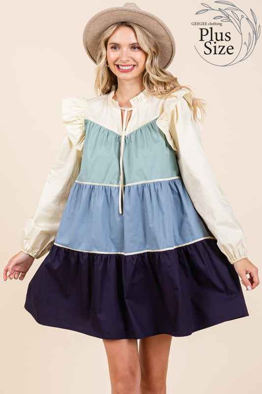 Plus Tiered Color Block Mini Dress Sage Blue Navy 21715191_7e9d700b-b06e-4167-9ee2-d6bc5875032a