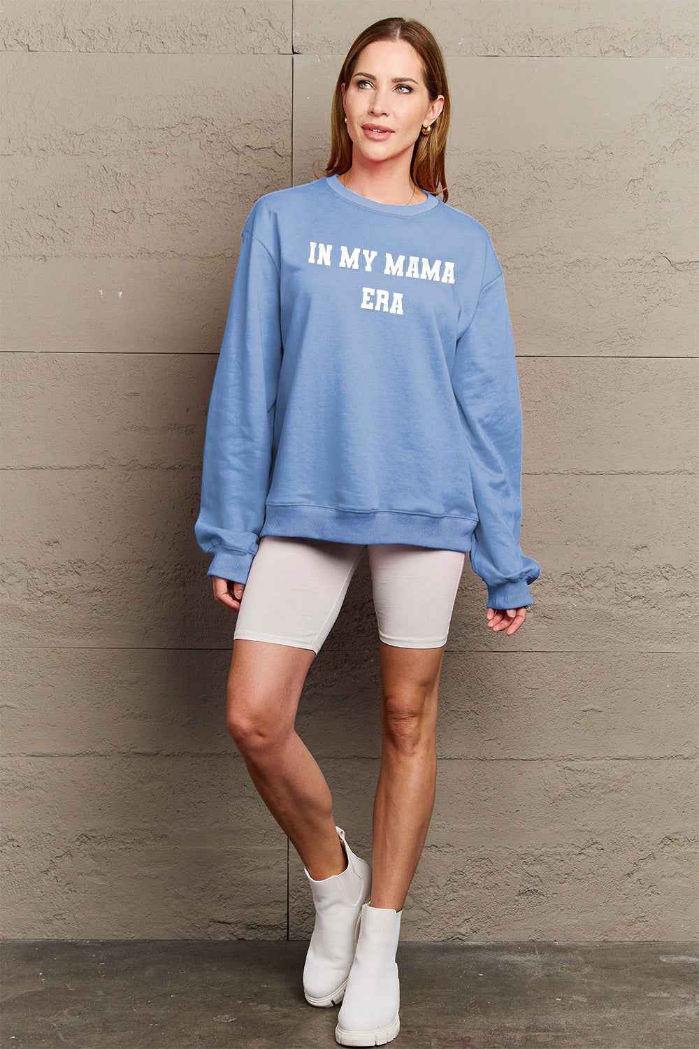 Simply Love Full Size IN MY MAMA EAR Graphic Sweatshirt 2173b259ee6e46af85d6b00d5cdca634-Max